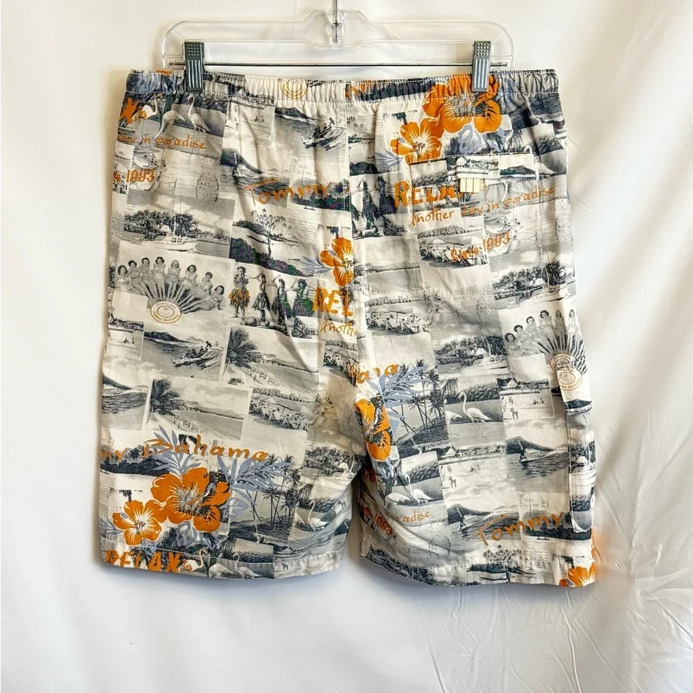 Tommy Bahama Relax Swim Trunks Men Medium Hawaiian Floral Lined Cargo Shorts